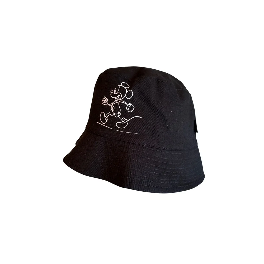 Disney Bucket Hat Black Mickey Mouse Reversible Line Art All Over Print Cotton